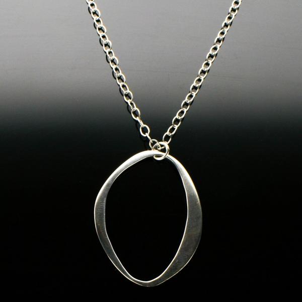 Sterling Silver Oval Contemporary Necklace