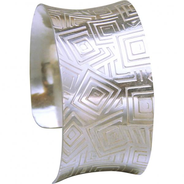 Sterling Silver Geometric Design Anticlastic Cuff picture