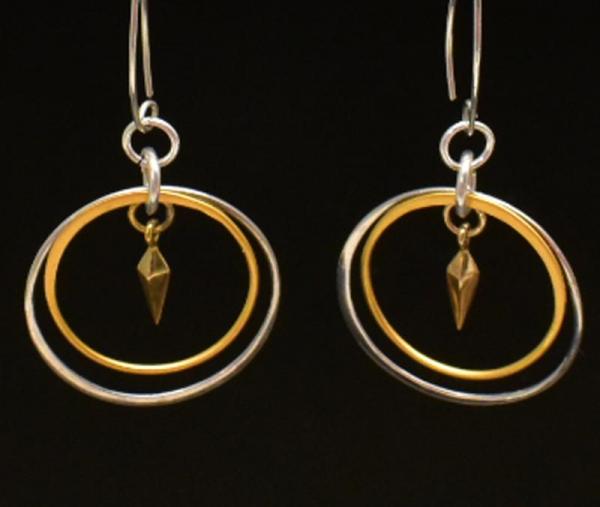 Sterling Silver and 24k Gold Plate Round and Triangular Earrings picture