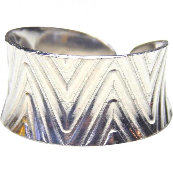 Sterling Silver Anticlastic Diamond Design Cuff Ring picture