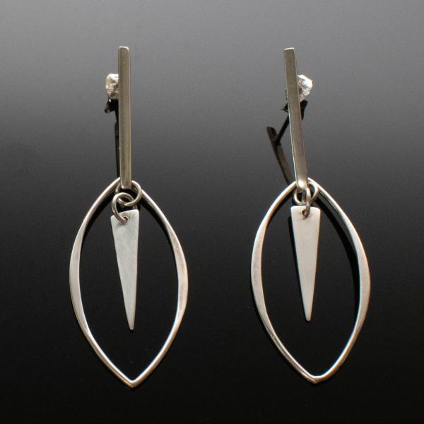 Sterling Silver Marquise Bar Earrings picture