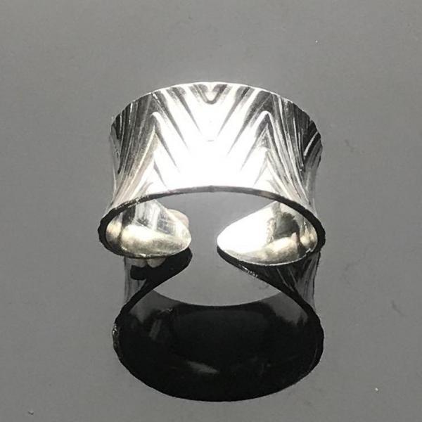 Sterling Silver Anticlastic Diamond Design Cuff Ring