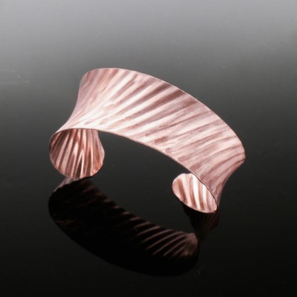 Copper Anticlastic Corrugated Swirling Cuff picture