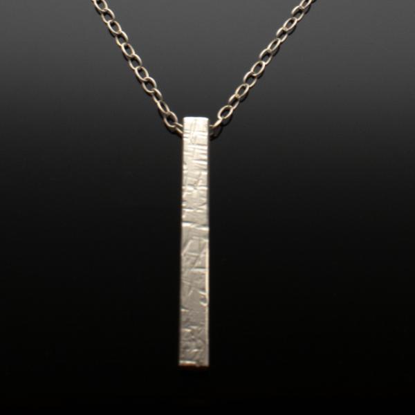 Argentium Silver Vertical Bar Textured Necklace picture