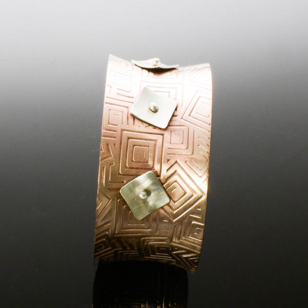 Copper and Silver Anticlastic Geometric Cuff picture