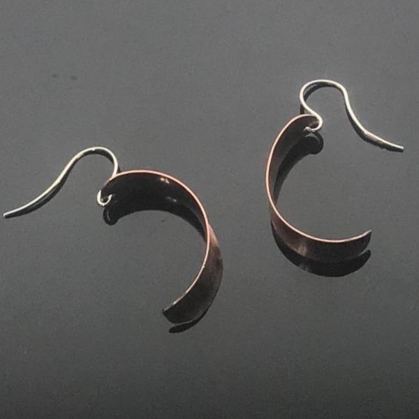 Copper Anticlastic Half Hoop Earrings picture