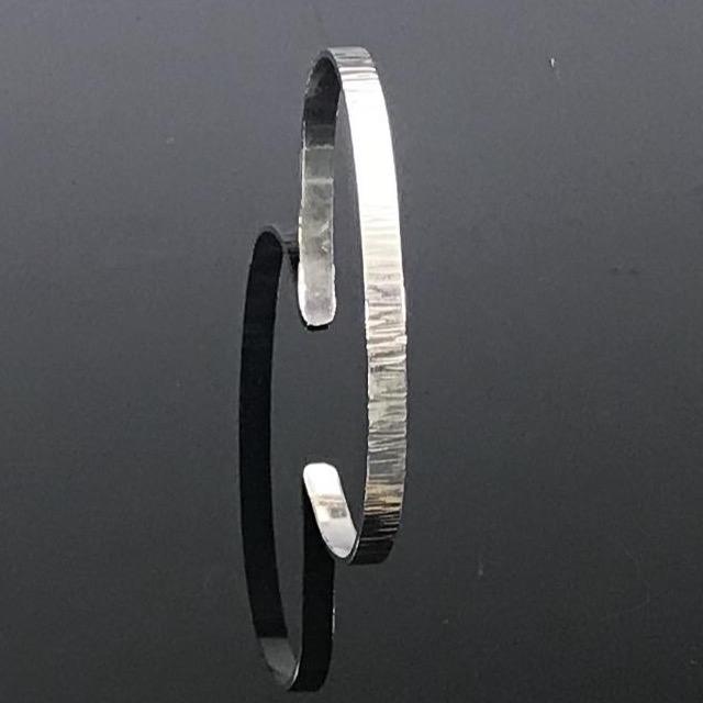 Sterling Silver Anticlastic Bark Textured Small Cuff picture