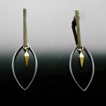 Sterling Silver Marquise Long Bar Earrings