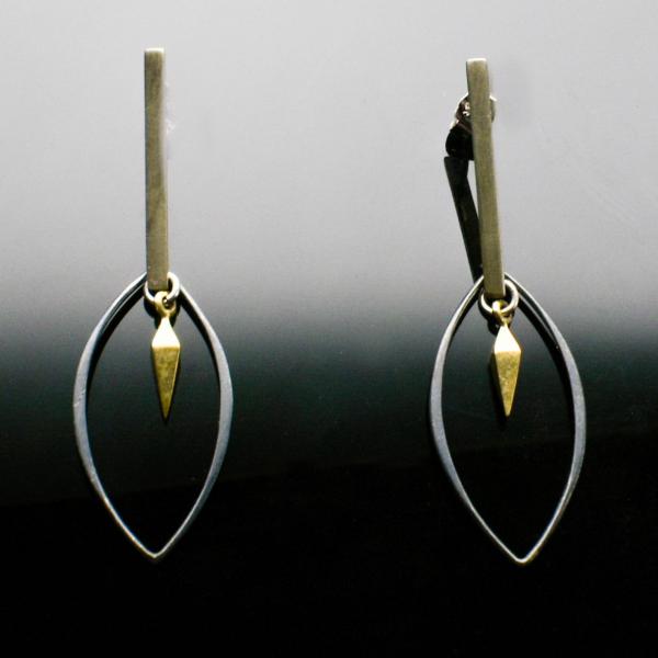 Sterling Silver Marquise Long Bar Earrings picture