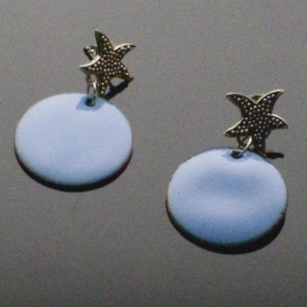 Sterling Silver Starfish Blue Enamel Post Earrings