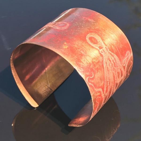 Copper Etched Octopus Cuff picture