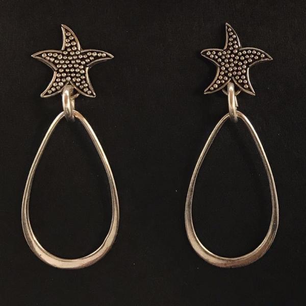 Sterling Silver Starfish Tear Drop Earrings