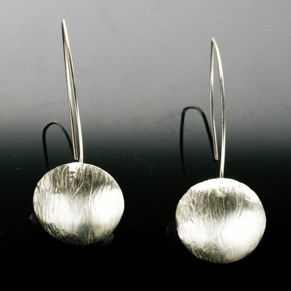 Sterling Silver Round Domed Bark Textured Earrings picture