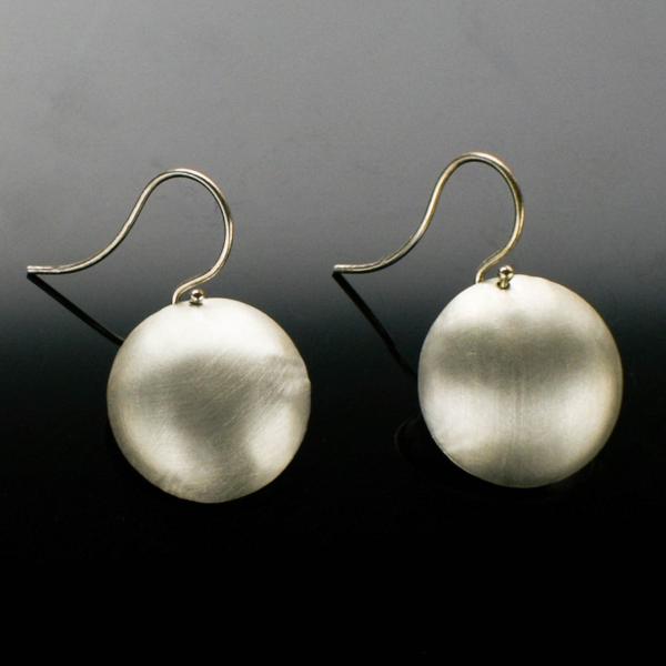 Sterling Silver Satin Domed Earrings