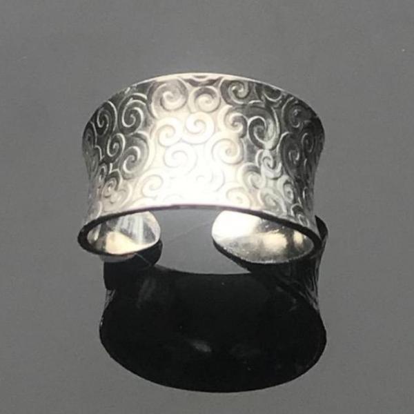 Sterling Silver Anticlastic Swirl Cuff Ring picture