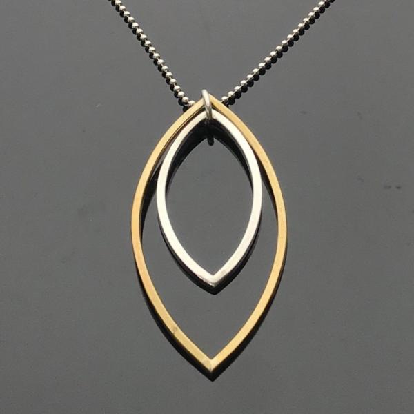Sterling Silver and NuGold Marquise Link Necklace