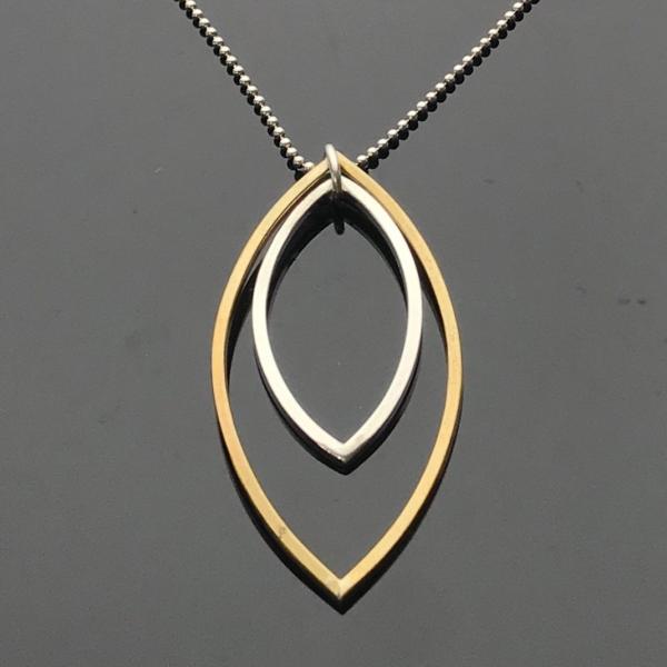 Sterling Silver and NuGold Marquise Link Necklace picture