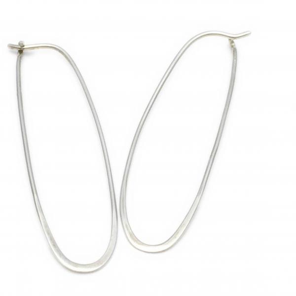 Sterling Silver Long Hoop Earrings