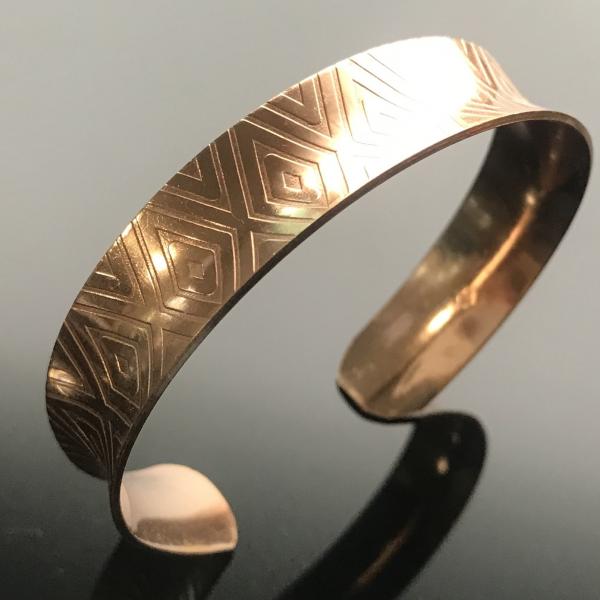 Bronze Anticlastic Diamond Textured Slim Cuff picture