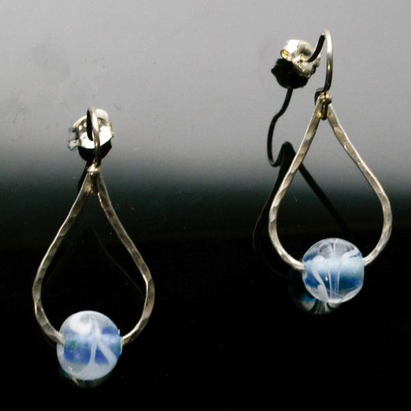 Sterling Silver Blue Bead Drop Earrings picture