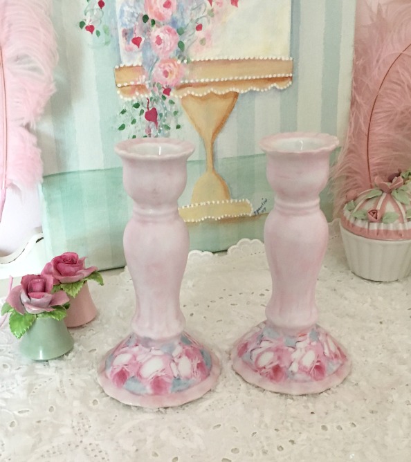Pink Roses Candle Holders picture