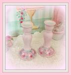 Pink Roses Candle Holders