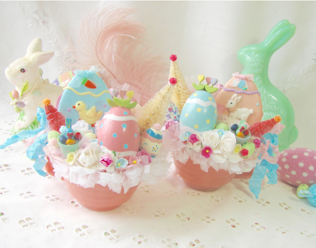 Easter Tea Cup Centerpieces (Two)