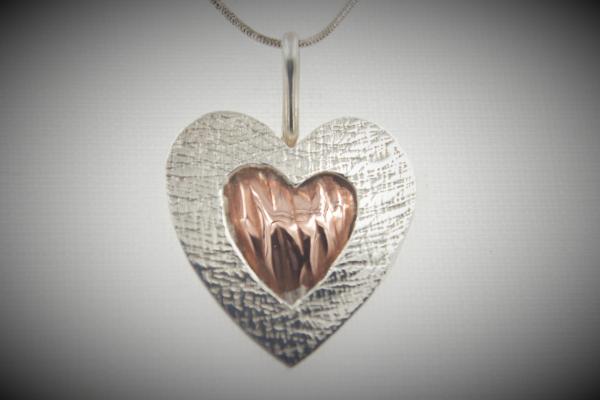 Silver/Copper Heart - 32125