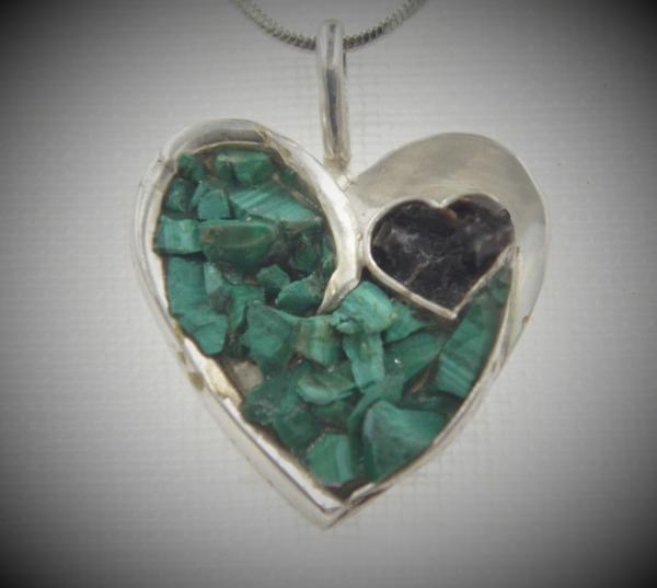 Malachite/Black Onyx Heart - 32091