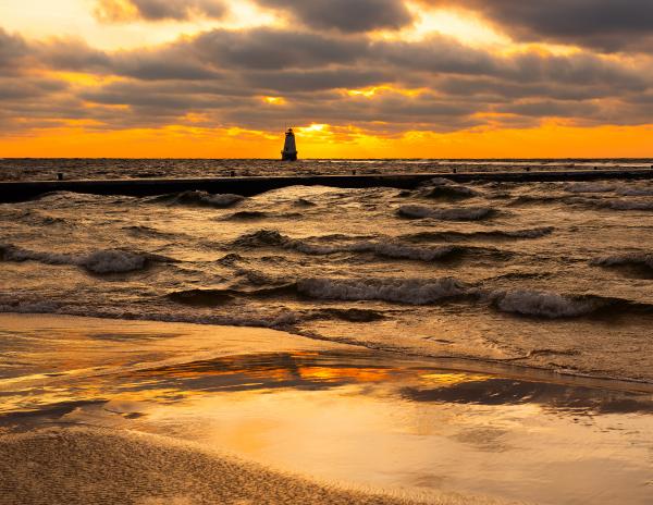 Ludington Beach Winter Sunset picture