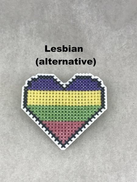 Lesbian Cross Stitch Heart Pin 2