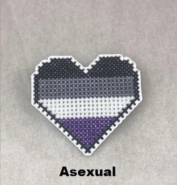 Asexual Cross Stitch Heart Pin