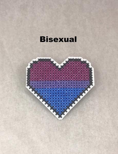 Bisexual Cross Stitch Heart Pin