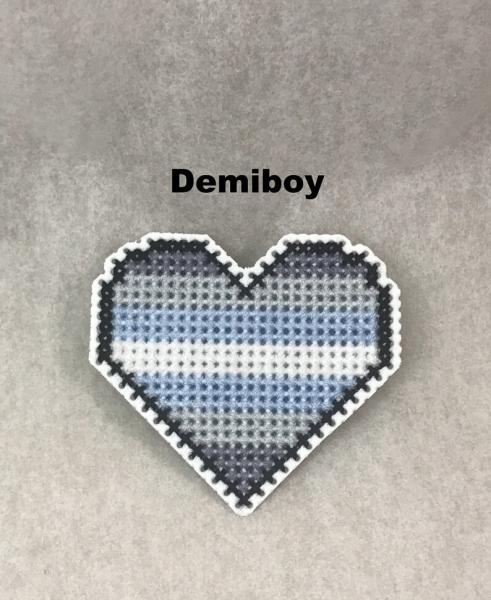 Demiboy Cross Stitch Heart Pin