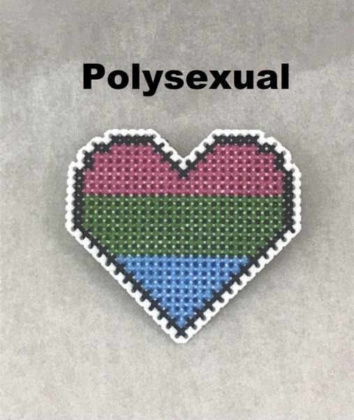 Polysexual Cross Stitch Heart Pin