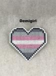 Demigirl Cross Stitch Heart Pin