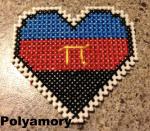 Polyamory Cross Stitch Heart Pin