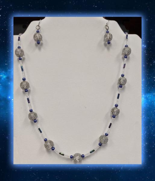 Necklace Set: Blue Mesh Spheres picture