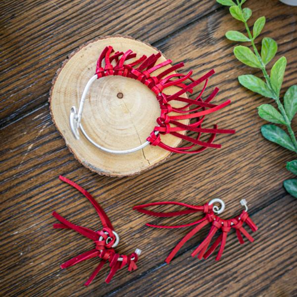 Statement Cuff Bracelet with Leather Fringe picture