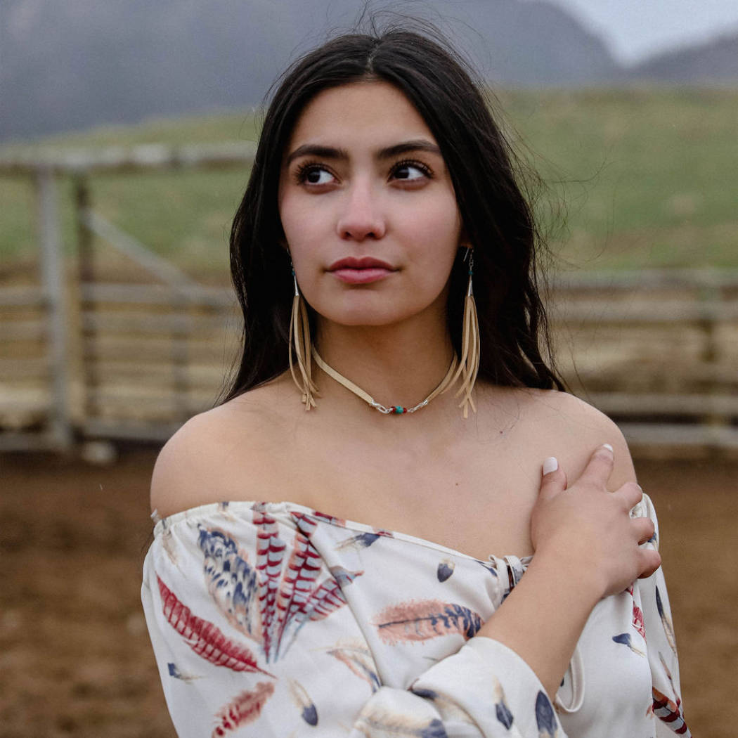 Long Leather Fringe Earrings with Sterling Silver picture
