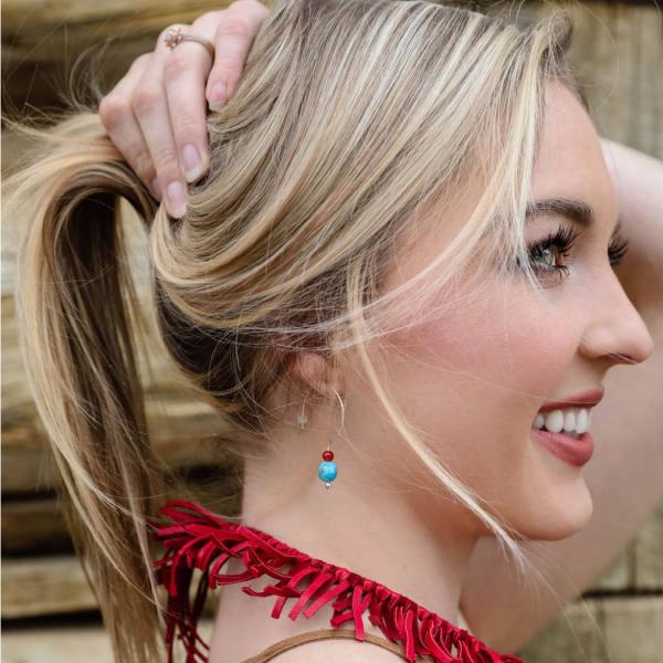 Open Hoop Earrings with Kingman Turquoise