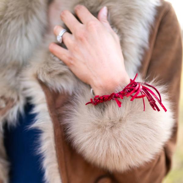 Statement Cuff Bracelet with Leather Fringe picture