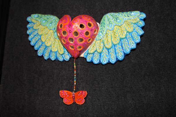 Only Love Prevails Heart with Orange Butterfly picture