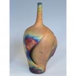 Raku Golden Bottle sliced and flared