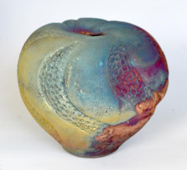 Raku Vase with spiral texture picture