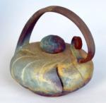 Raku Vase Low, lidded with handle