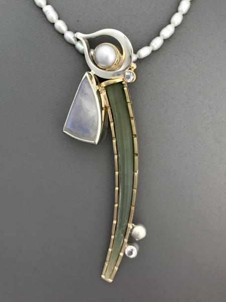 tusk shell necklace with moonstone picture