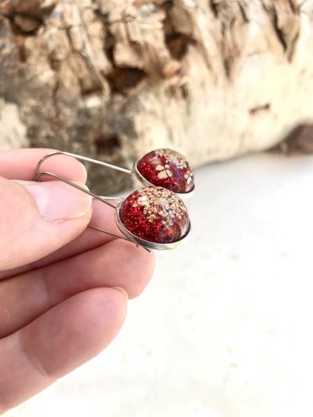 Queen Anne’s lace red earrings picture