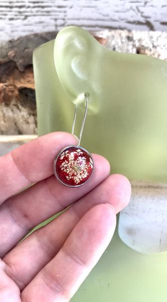 Queen Anne’s lace red earrings picture
