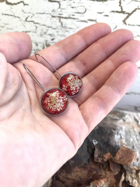 Queen Anne’s lace red earrings picture